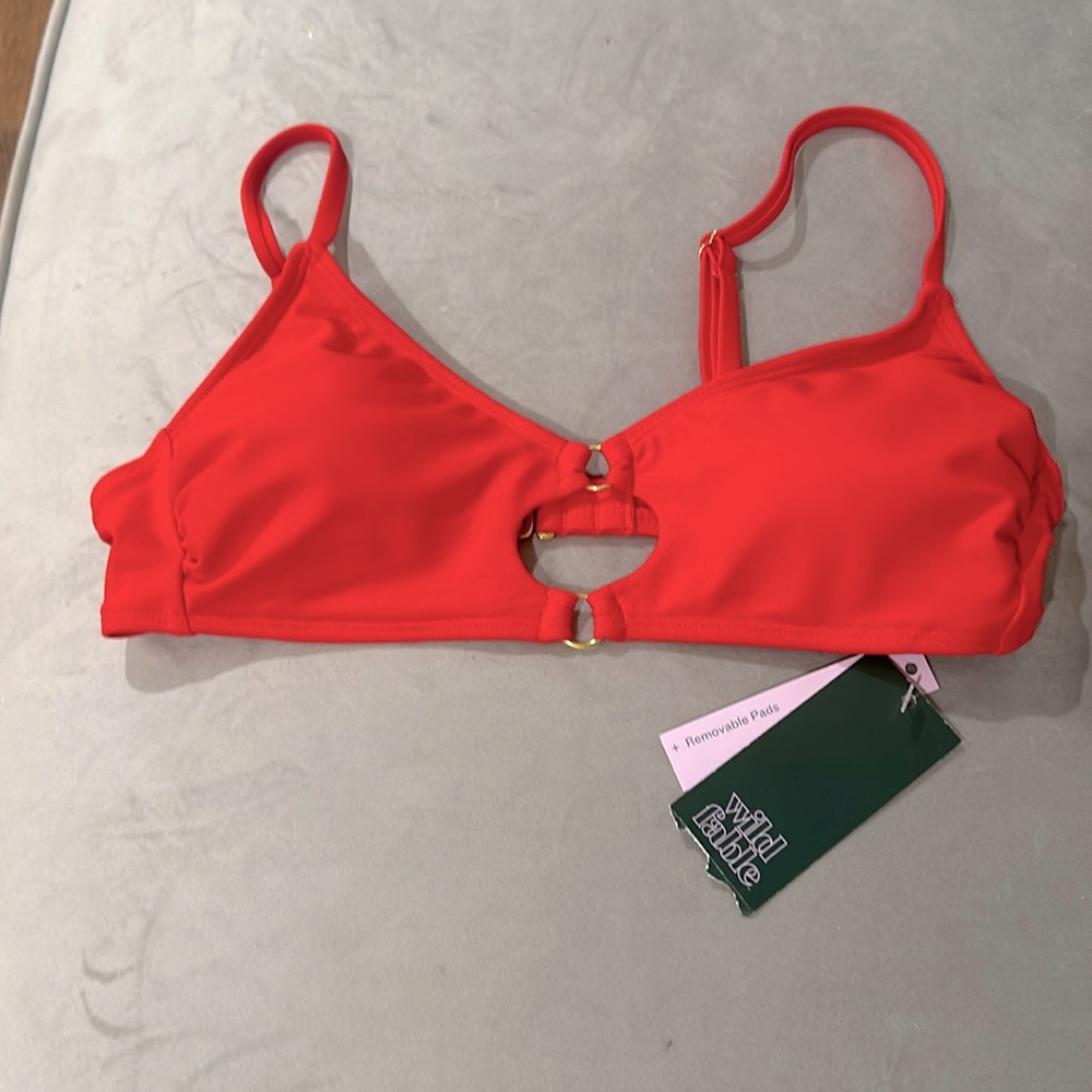 target Red bikini top with gold ring front size small women’s